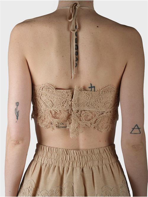 Top in lino con applicazione in pizzo ERMANNO SCERVINO | D464Y600NZB51309